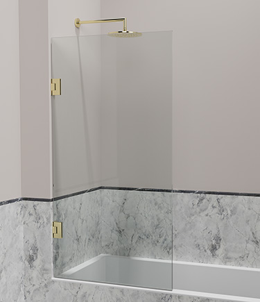 Unlacquered Brass Hinged Glass Bath Screen (64UB)