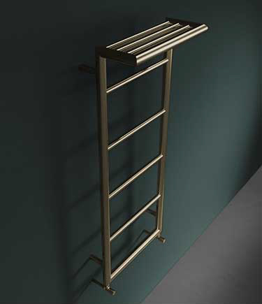 Brass Shelf Wall Mounted Towel Radiator (58CB)