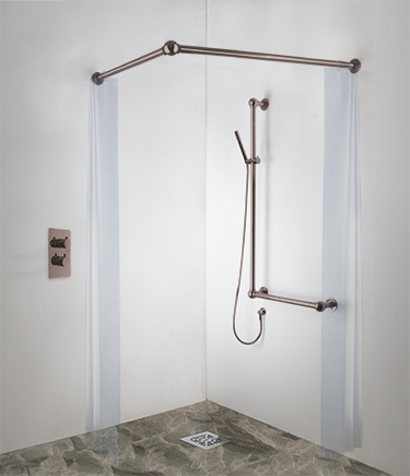 Ball Jointed Bronze Corner Shower Curtain Rail (158ABZ)