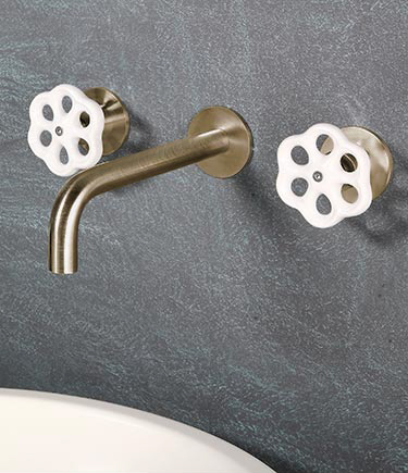 Flower Brass Wall Mounted Basin Taps (32FL)