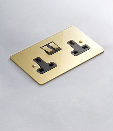 Brushed Gold Electrical Plug Socket (123BB)