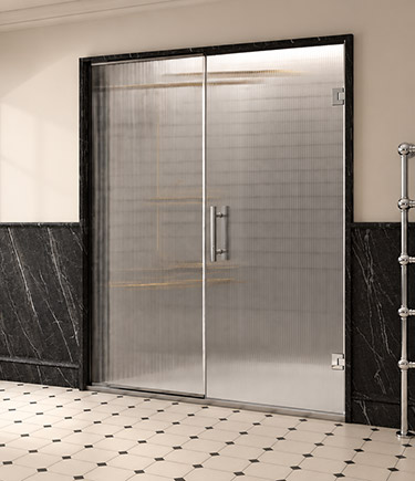 Soft View Chrome Reeded Shower Partition