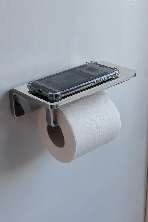 Spa Chrome Toilet Roll Holder With Phone Shelf Livinghouse