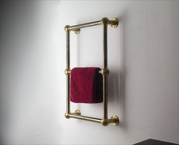 Ball Jointed Antique Brass Towel Rail