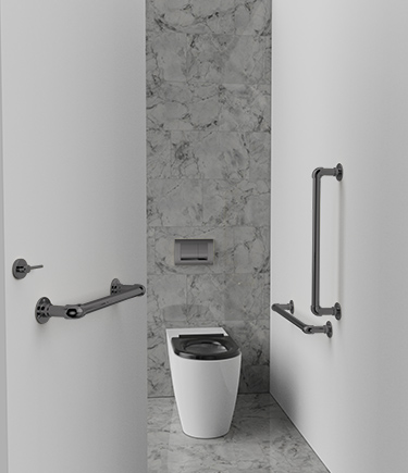 Classic Black Chrome Ambulant Toilet Cubicle Pack (723BBC)