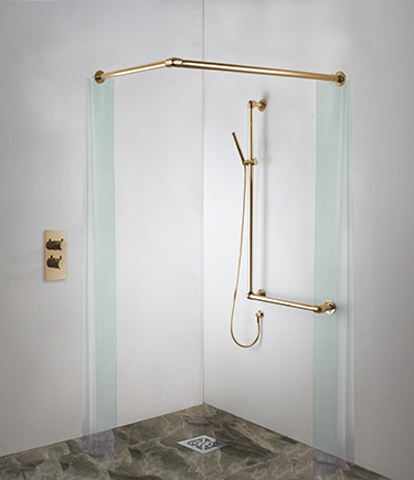 Gold Classic Jointed Corner Shower Curtain Rail (168G) 