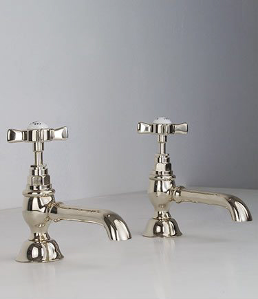 Nickel Classic Bath Pillar Taps (49EE)