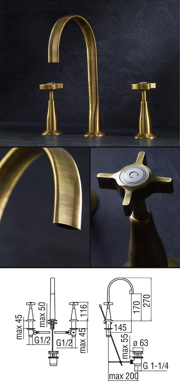 Coco Brass Deck Mounted Basin Taps (34C)
