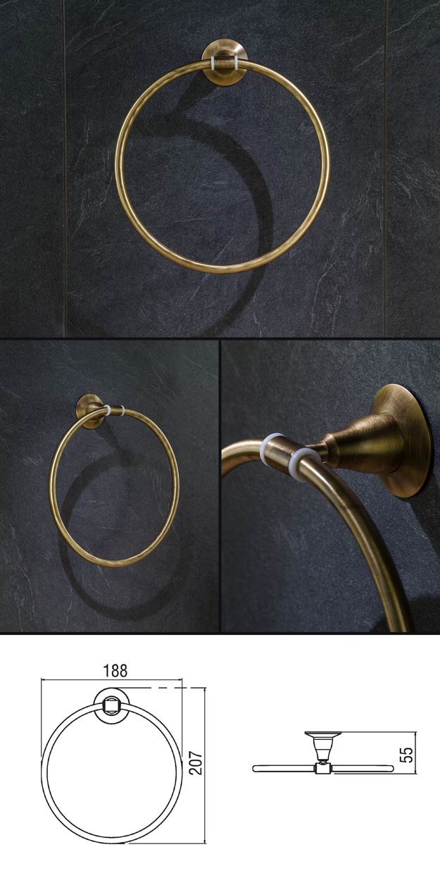 Coco Antique Brass Towel Ring (34Q)