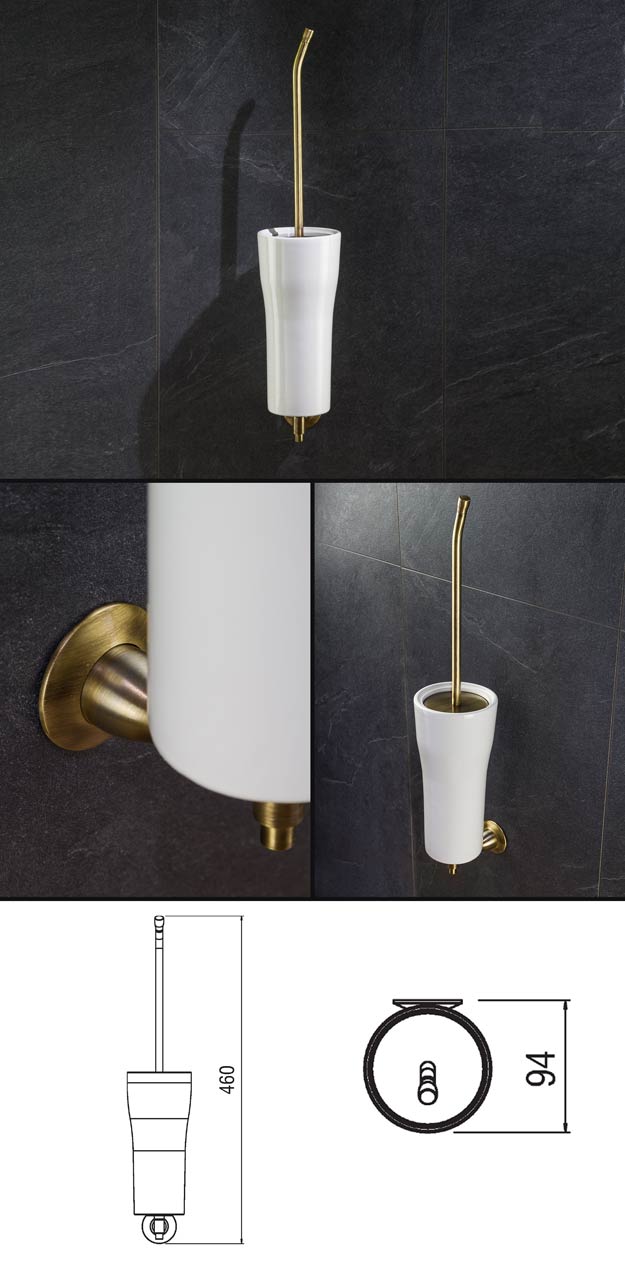 Coco Antique Brass Toilet Brush Holder (34T)