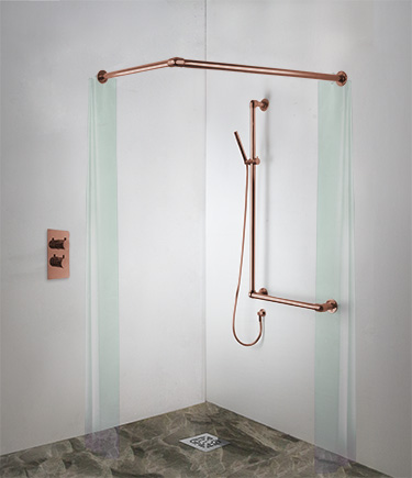 Copper Classic Jointed Corner Shower Curtain Rail (168C) 