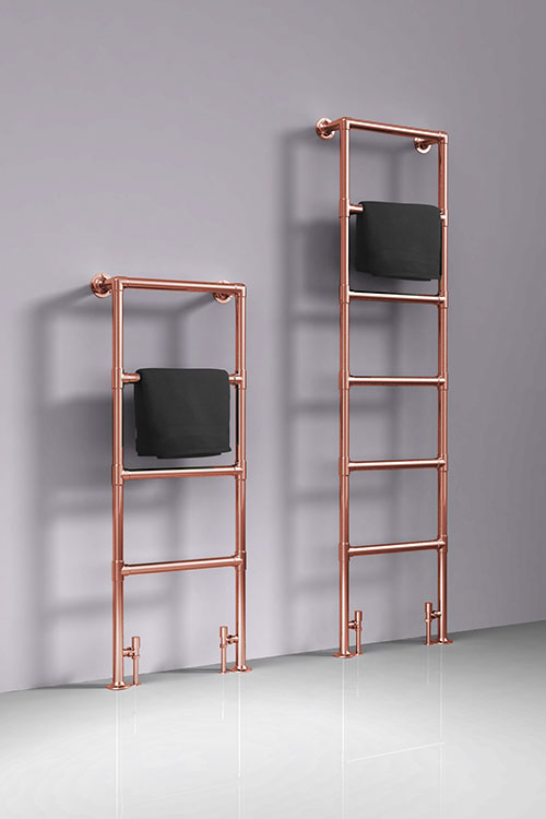 Copper electric top towel rail