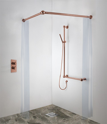 Ball Jointed Copper Corner Shower Curtain Rail (158ACP)