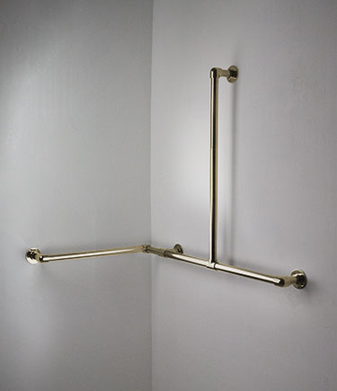 Classic Brass Corner L-Shaped Grab Rail (150RBR)