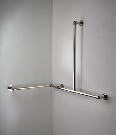 Classic Nickel Corner L-Shaped Grab Rail (150PN)