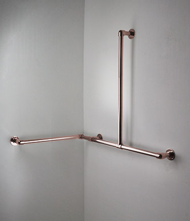 Classic Rose Gold Corner L-Shaped Grab Rail (150PRG)