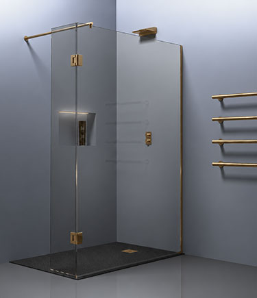 Cove Antique Brass Shower with Hinged Deflector