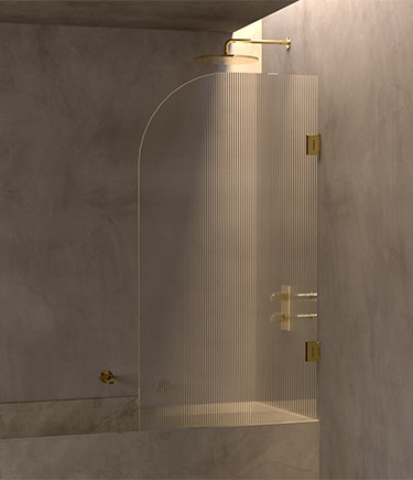 Curved Corner Reeded Bath Screen 8mm Glass (64KR)