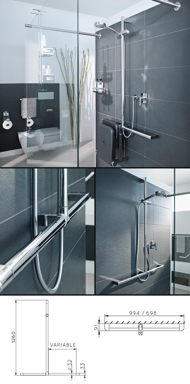 Shower Head Slide Rail Grab Bar (150D)