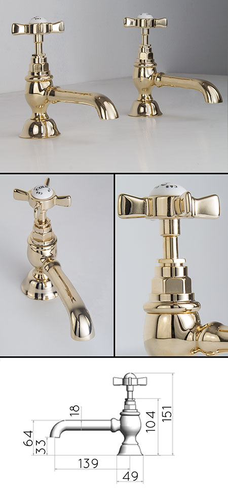 Gold Bath Pillar Taps (43EE)