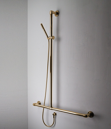 Gold Classic Jointed T Support Shower Column Grab Bar (170G)