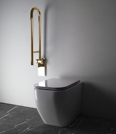 Hinged Gold Toilet Grab Bar (150GG)