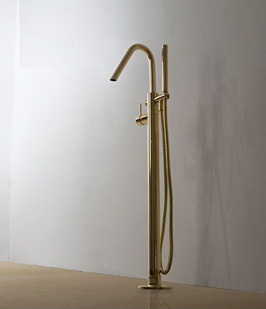 Kara Gold Freestanding Bath Tap with Shower (52FF)