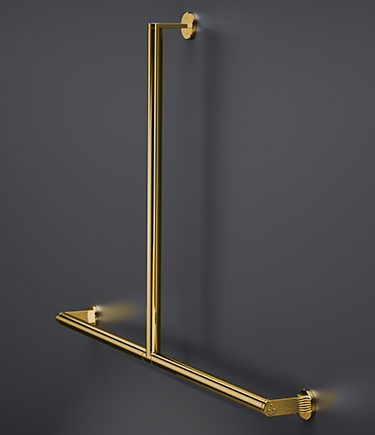 Helo Gold "T" Support Handheld Shower Column & Grab Bar (GHL8)