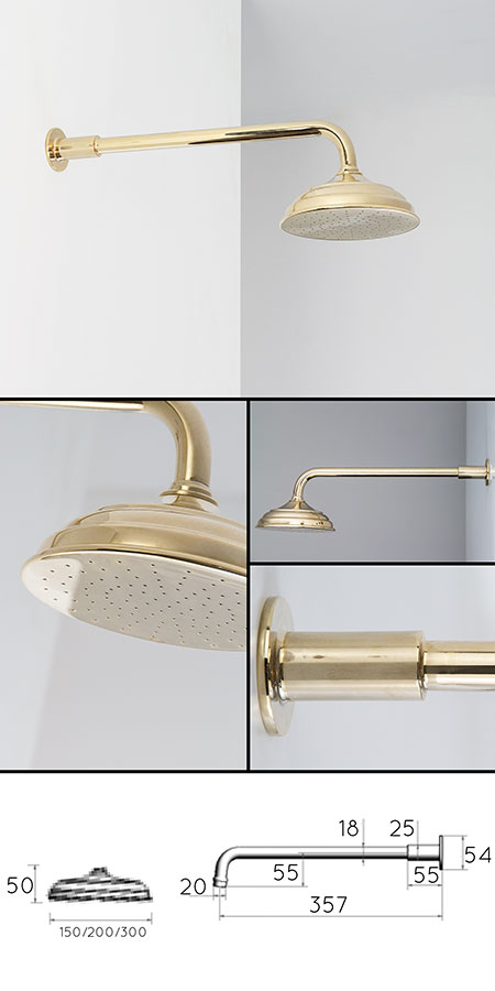 Traditional Gold Fixed Shower Head (43LL)
