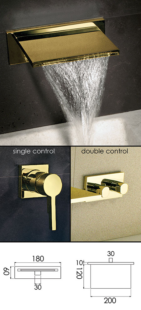 Waterblade Gold Bath Taps with Waterfall Spout (38HH)