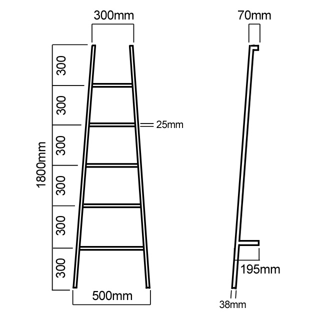 Designer Heated Towel Radiator Leaning Ladder Towel Rail
