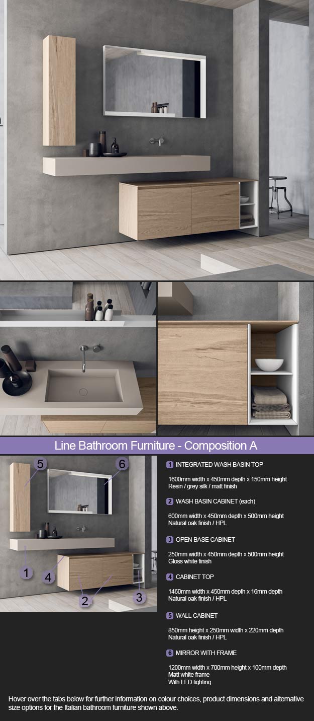Line Bathroom Furniture - Room Set 1 (3A)