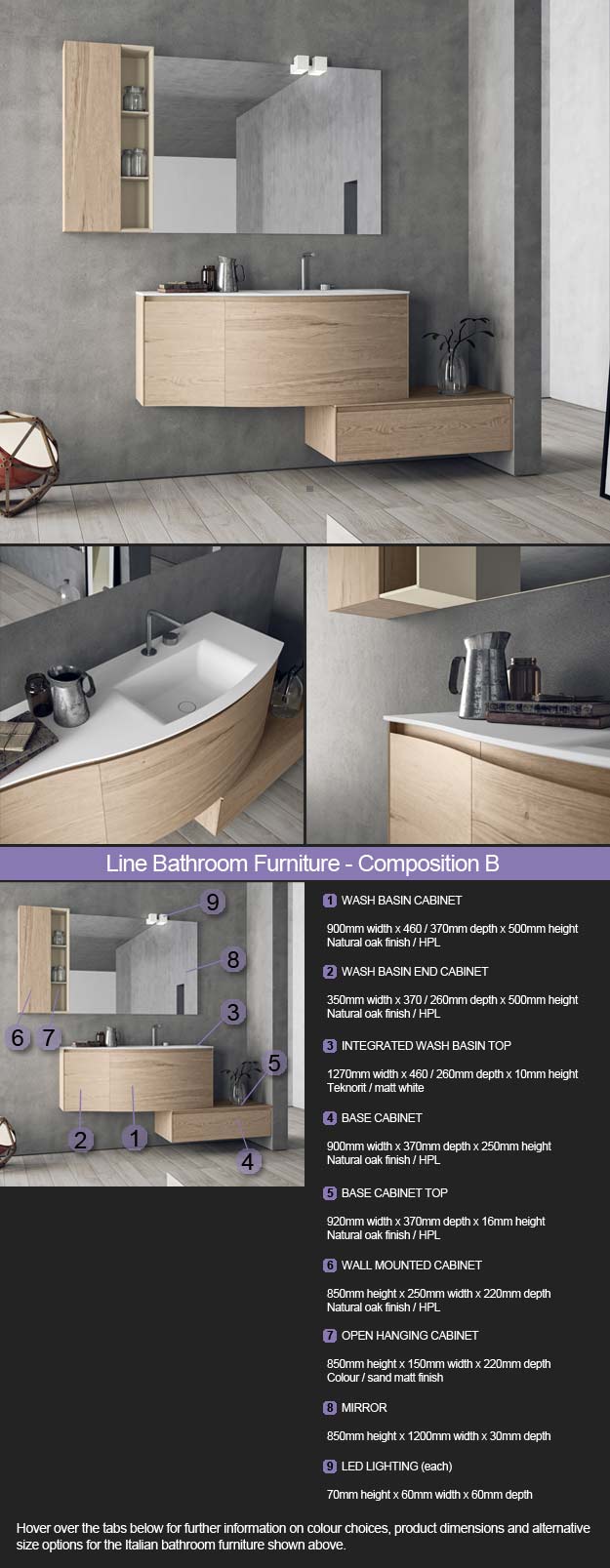 Line Bathroom Furniture - Room Set 2 (3B)