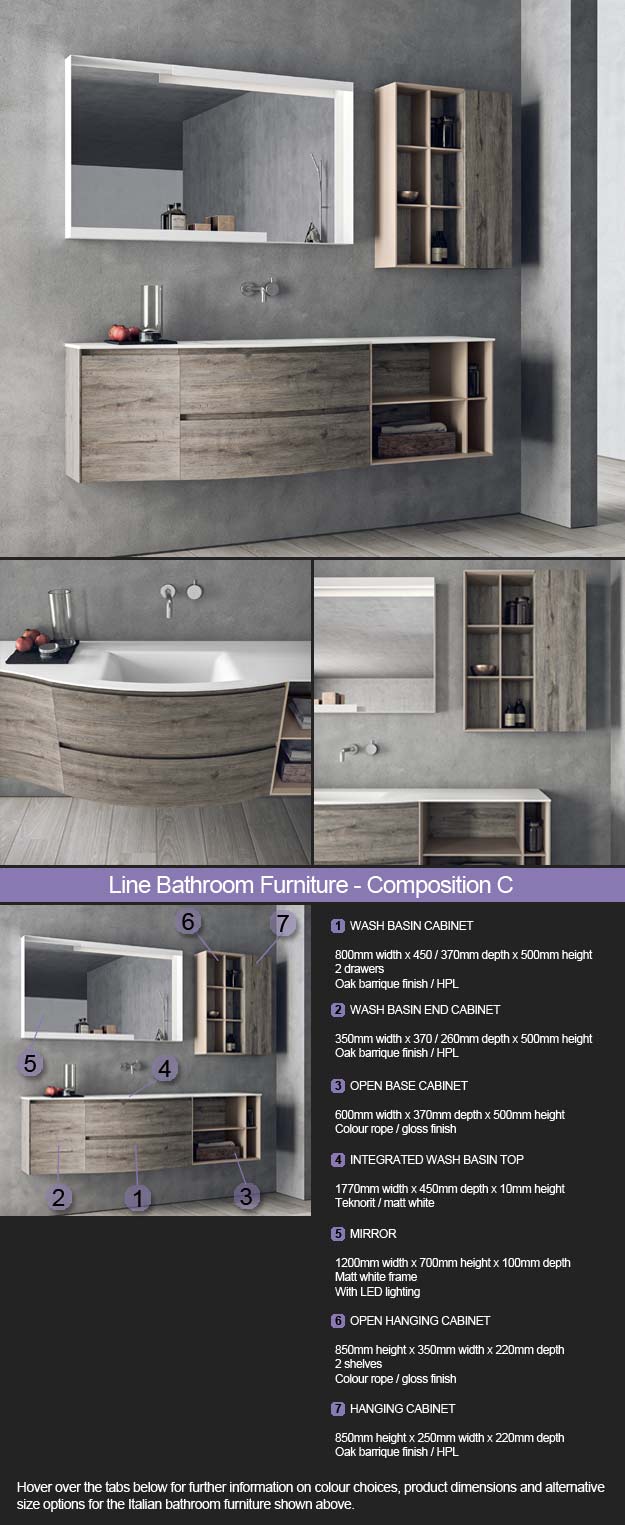 Line Bathroom Furniture - Room Set 3 (3C)