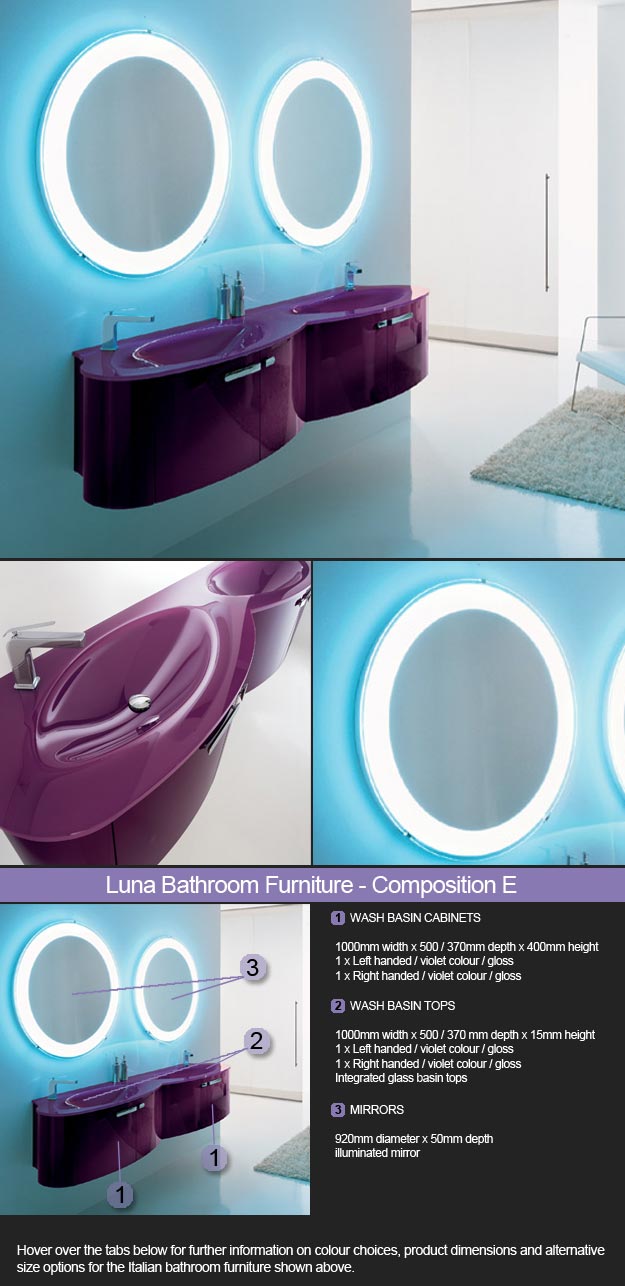 Luna Bathroom Furniture - Room Set 5 (1E)