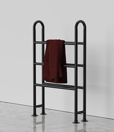 Modern Horse Matt Black Heated Towel Rail (57HMB)