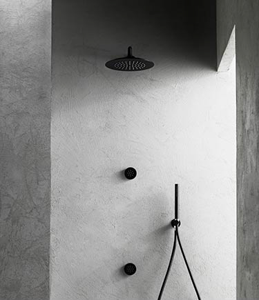 Matt Black Wall Fixed Rainfall Shower Head (78N)