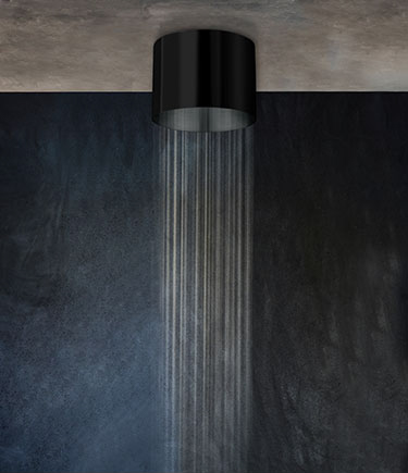 Cylinder Matt Black Ceiling Mounted Shower Head (75BMB)