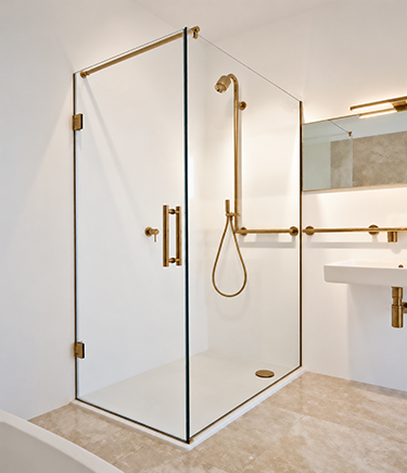 Wave Antique Brass Corner Shower Enclosure 