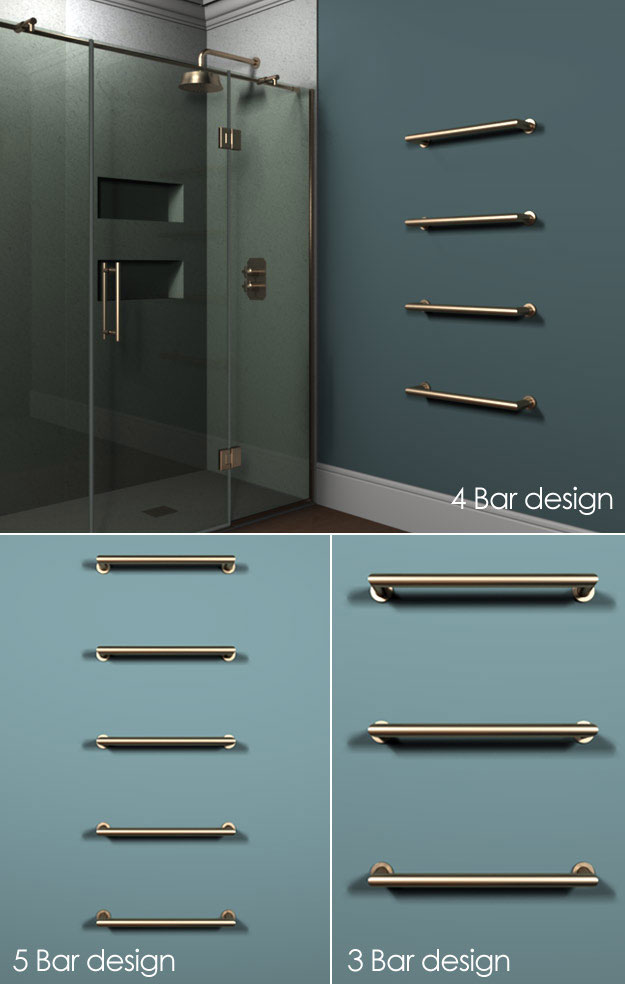 Brass Towel Radiators & Heated Brass Towel Bars - Floating