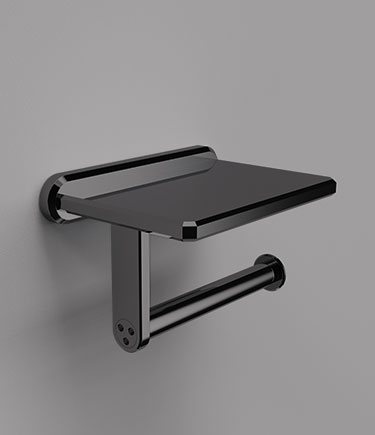 Mode Black Chrome Toilet Roll Holder Shelf (MA3BC)