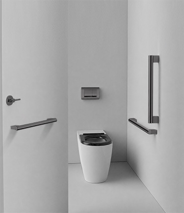 Modern Black Chrome Ambulant Toilet Cubicle Pack (723ABC)
