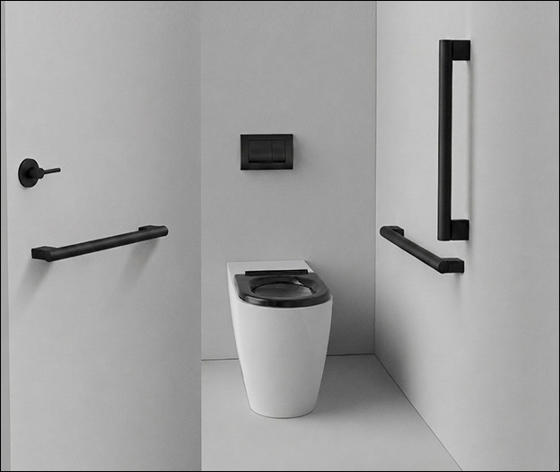 Modern Matt Black Ambulant Toilet Cubicle Pack (723AM)