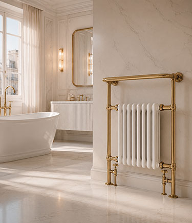 Edwardian Natural Brass Towel Radiator (57GUB)