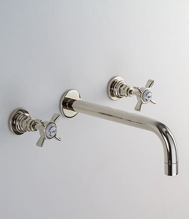 Nickel Classic Wall Mounted Basin Taps (49DD)