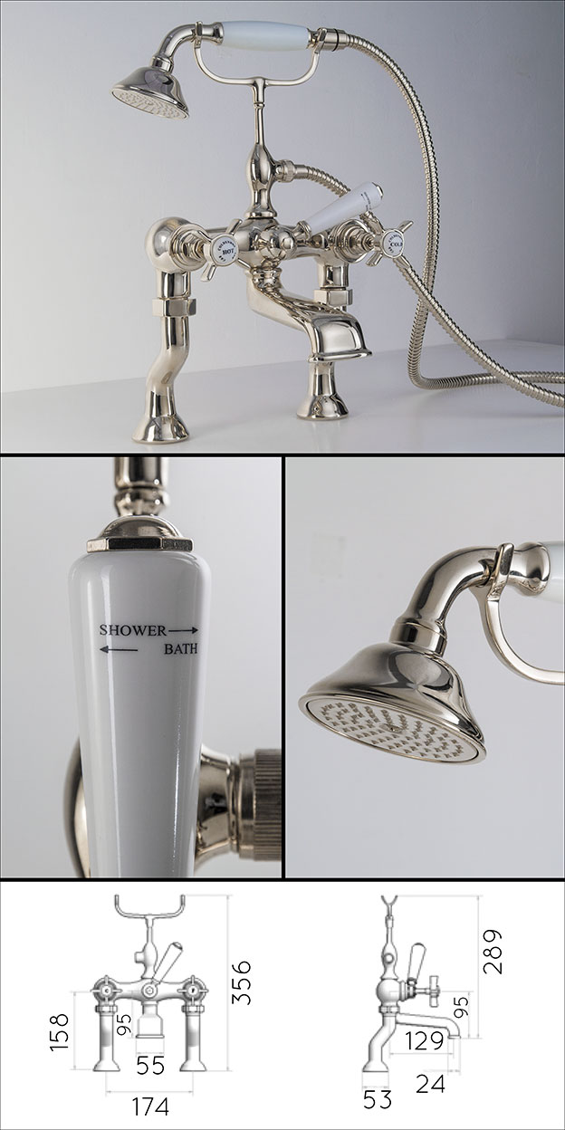 Nickel Classic Bath Filler with Handheld Shower (49HH)