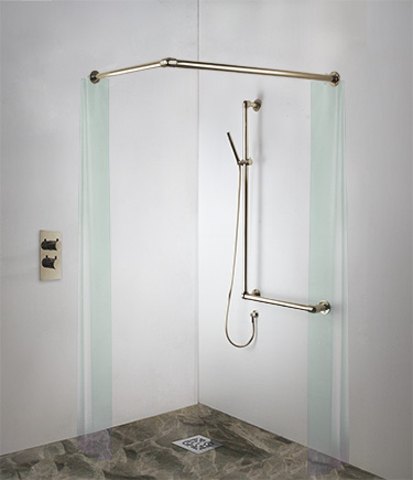 Nickel Classic Jointed Corner Shower Curtain Rail (168N) 