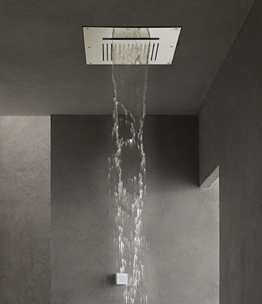 Nickel Duet Ceiling Waterfall and Rain Shower Head (78RN)