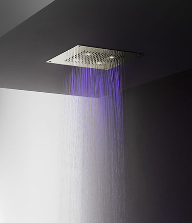 Nickel Manhattan Rainfall LED Shower Head (78VN)