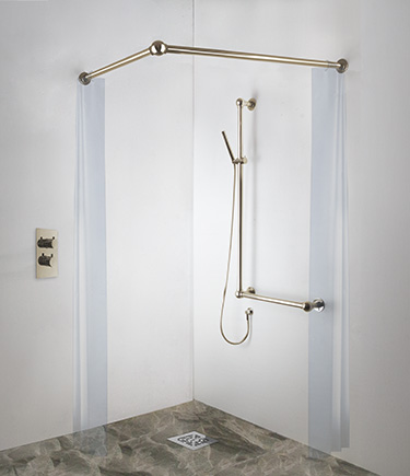 Ball Jointed Nickel Corner Shower Curtain Rail (158AN)